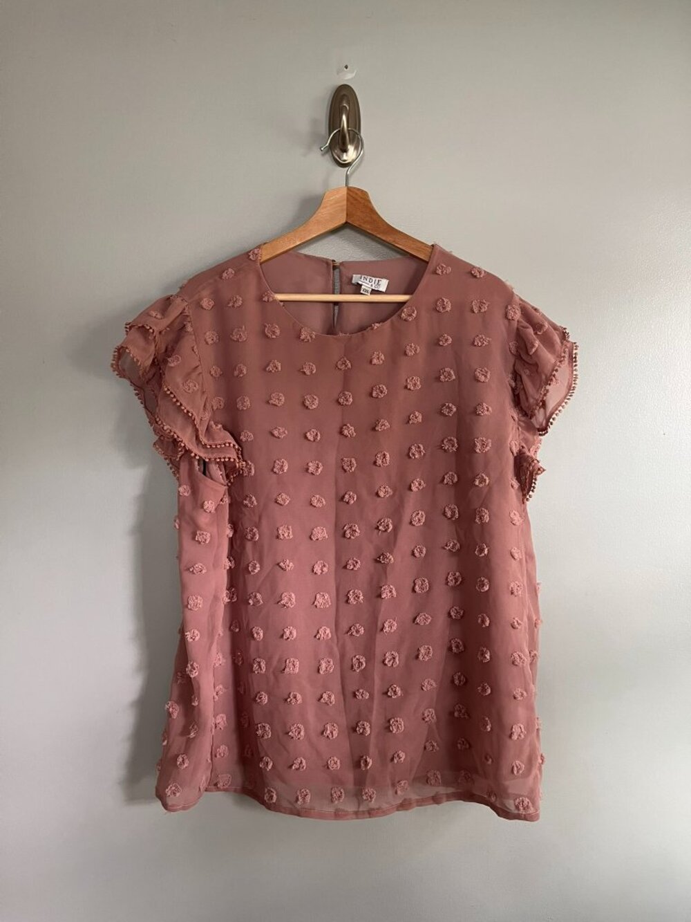 Super Cute Pink Blouse with Textured Dots